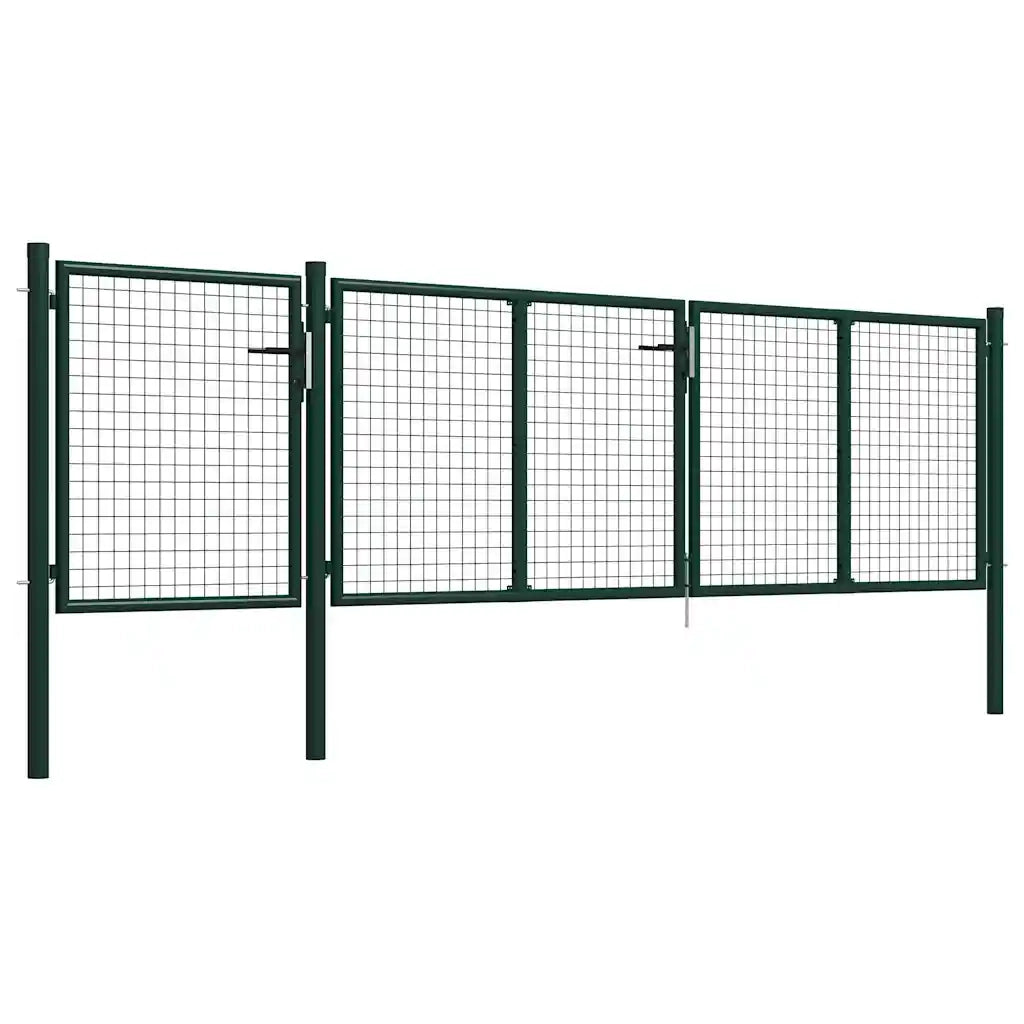 Cancello da Giardino in Acciaio 400x100 cm Verde 144311