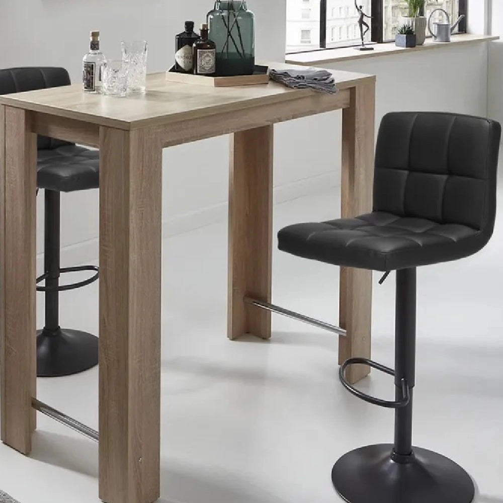 Coppia Sgabelli Cucina Bar Bistrot, Pelle Ecologica Imbottita Poggiapiedi Nero