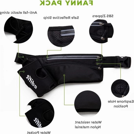 Accessori per sport - Cintura da running portatile per uomini e donne, impermeabile con contenitore per bottiglie - cintura regolabile e riflettente