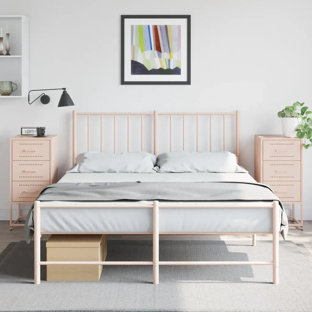 Comodini 2 pz-Set di 2 Tavolino da notte Rosa 36x39x78 cm in Acciaio