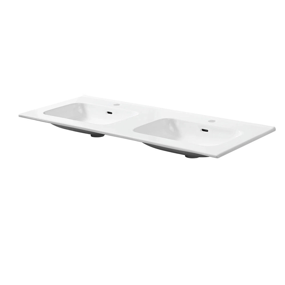 Lavabo doppio ad incasso 120x46 in ceramica bianco