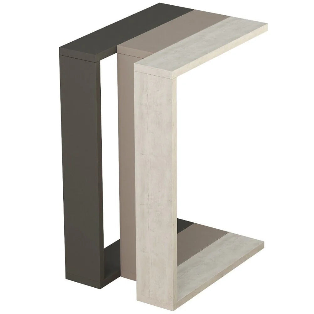 Tavolino da Soggiorno 30x40x57 cm Laterale Divano in Legno Bianco Antico Tortora Antracite