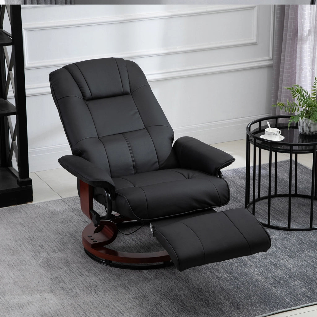 Poltrona Relax Reclinabile con Poggiapiedi ¨C zephmum ¨C Finta Pelle, Nero