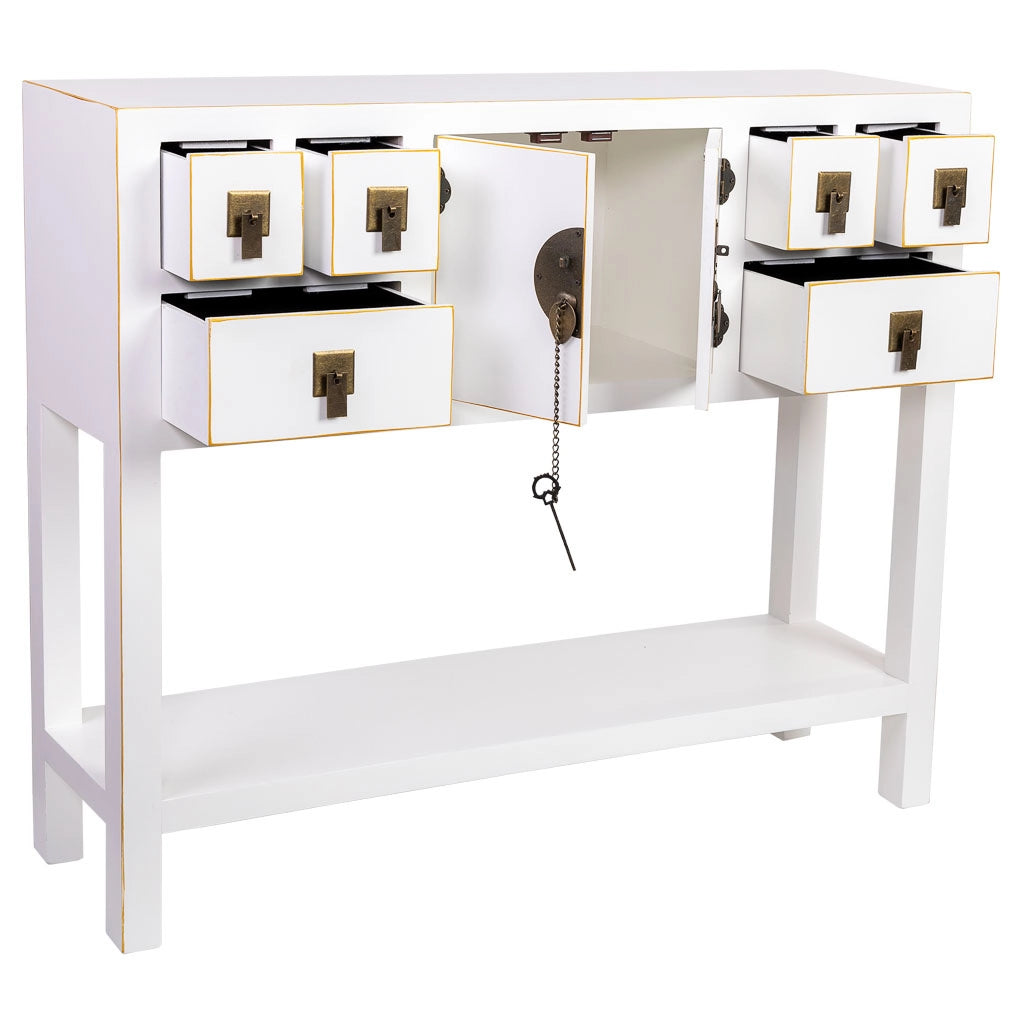 Credenza in legno con 6 cassetti e 2 porte 95x24x79h cm
