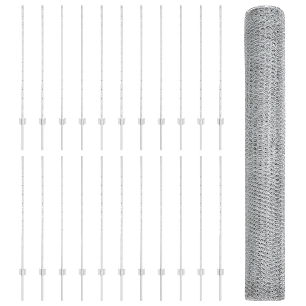 Pali per Recinto 22 pz U-Channel 120 cm in Acciaio Zincato