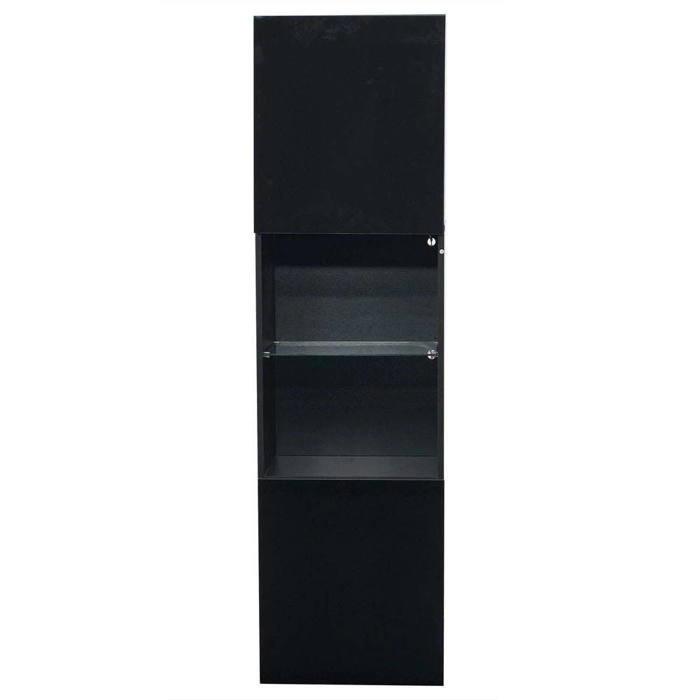 Vetrina con Illuminazione LED ¨C MINIMAL ¨C Nero Lucido, 1 Ripiano in Vetro, 45x35x160 cm