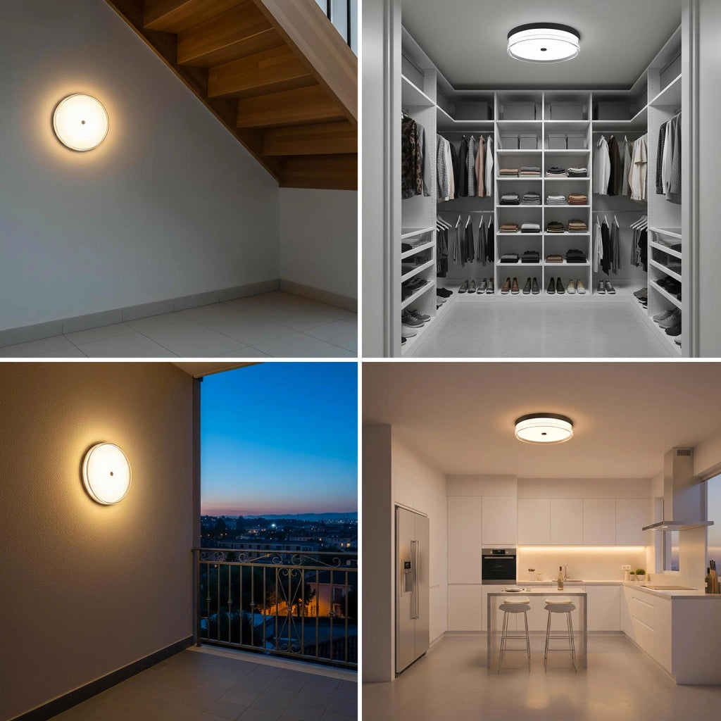 Plafoniera Tonda LED 24W CCT 3 Temperature IP40 Lampada Nera Circolare Moderna Luce Soffitto Parete Bagno Ufficio 30cm