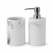 Set accessori bagno effetto marmo 2 pezzi con dispenser e portaspazzolino in resina Ivy