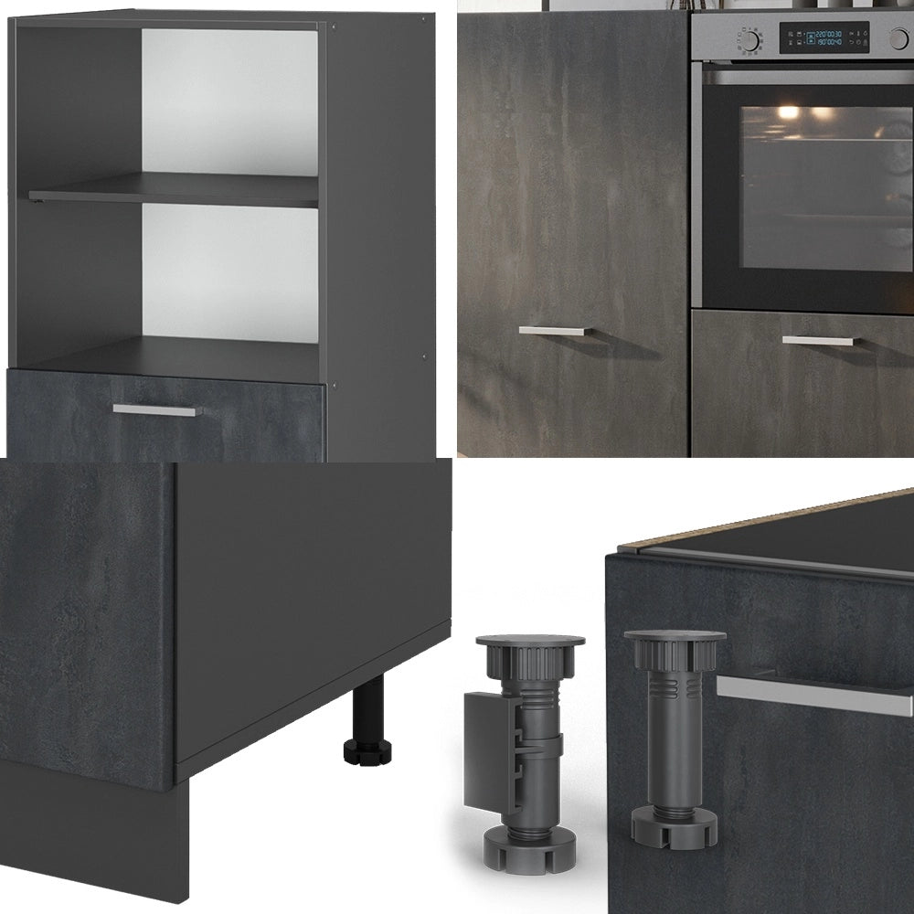 Cucine componibili piccole R-Line Calce nera/Antracite 180 cm senza piano di lavoro Vicco