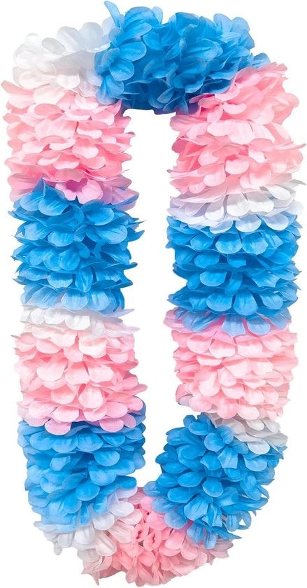 Collana di fiori hawaiani multicolore con pendenti Hawaiano collare grande fiori collane Hawaiane per festa spiaggia cheerleader carnevale spiaggia estiva (blu-rosa)