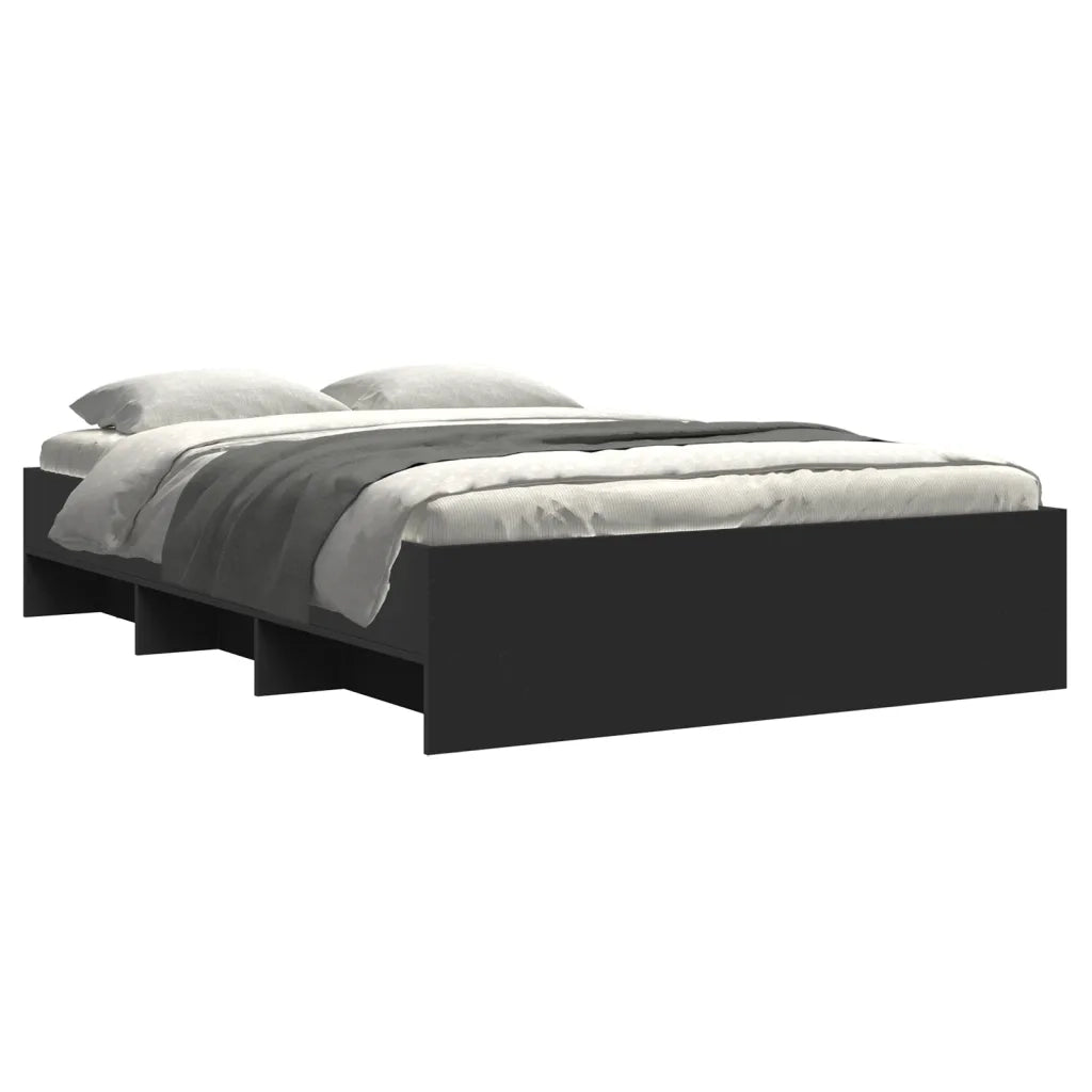Letto matrimoniale | Letto per adulti | Giroletto Nero 120x200 cm in Legno Multistrato