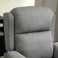 Poltrona Reclinabile con Poggiapiedi, in Tessuto Effetto Lino, Legno e Metallo, 77x91x106 cm, Grigio Scuro