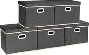 Set di 5 scatole pieghevoli con coperchio per armadio e camera da letto dei bambini - Grigio scuro