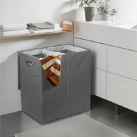 Cesto Portabiancheria Sporca con Doppio Scomparto Porta Biancheria Manico Metallo