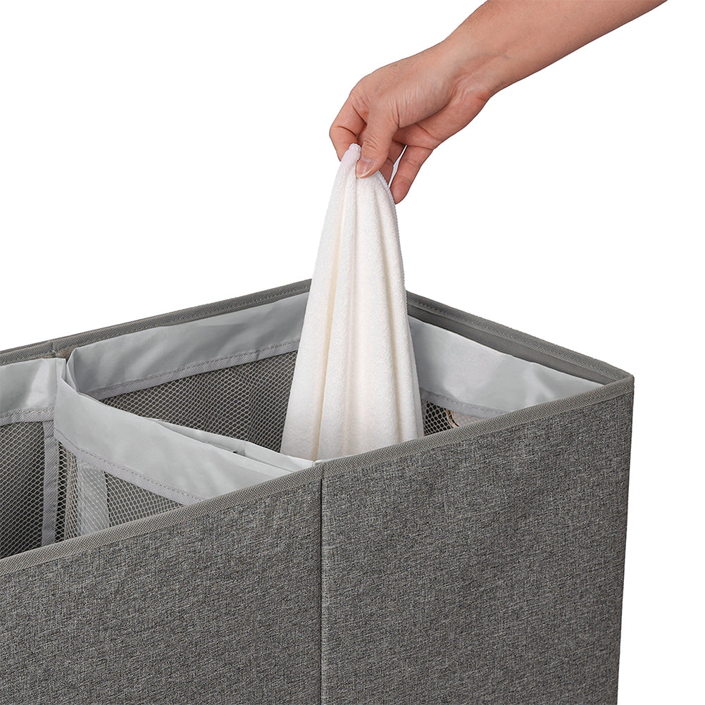 Cesto Portabiancheria Sporca con Doppio Scomparto Porta Biancheria Manico Metallo