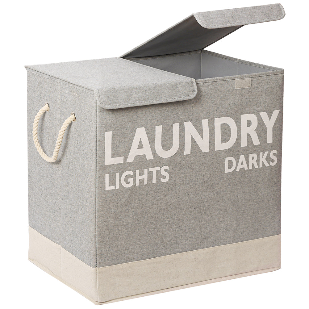 Cesto Portabiancheria Sporca Doppio Sacco Porta Biancheria Bucato con Maniglie