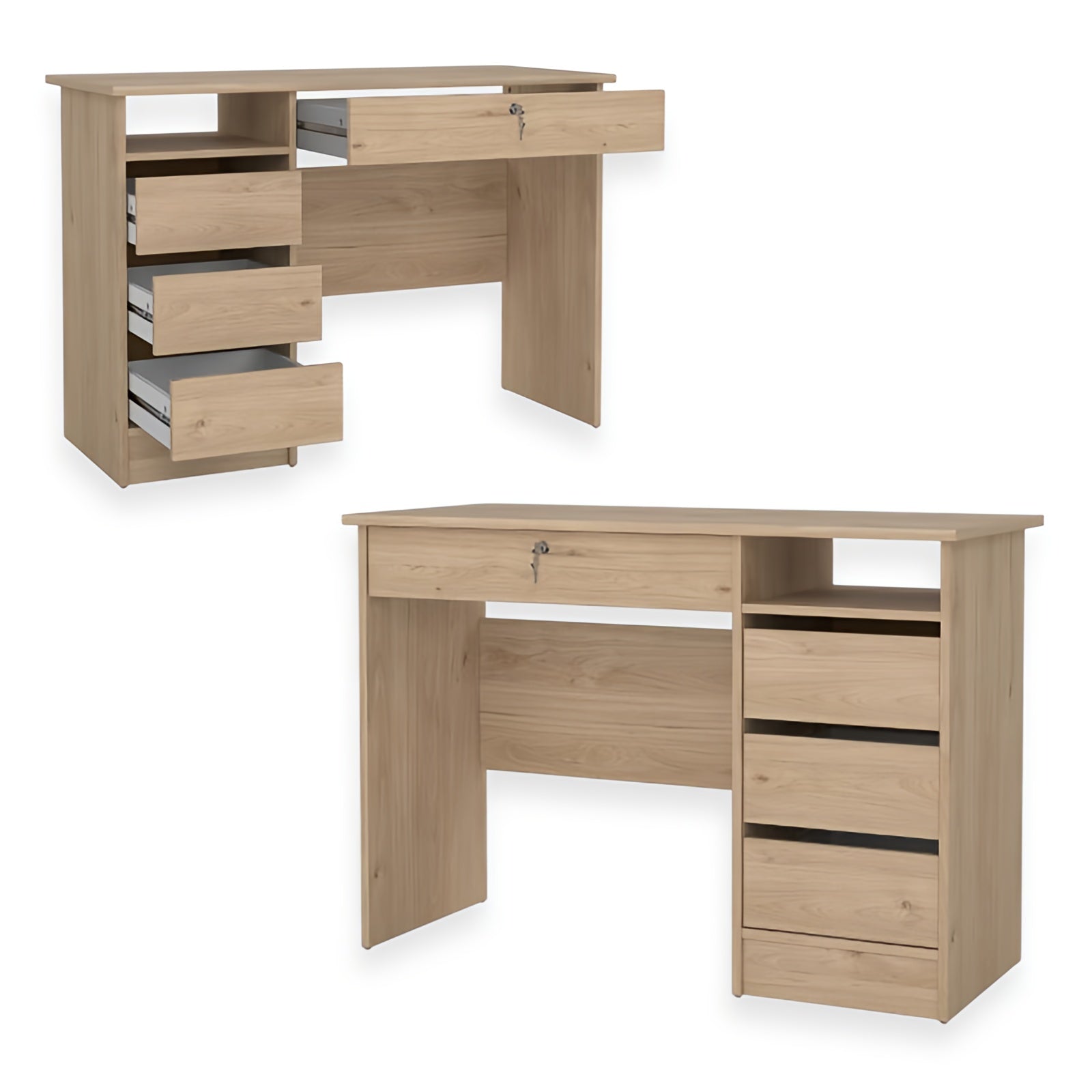 Scrivania Ufficio Function Plus Tvilum 109x48x75 cm con 3 Cassetti e Serratura COLORE: QUERCIA