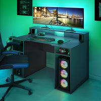 OZONE Scrivania Gamer PC 136x67x88cm Antracite, Reversibile Spazio per Passacavi