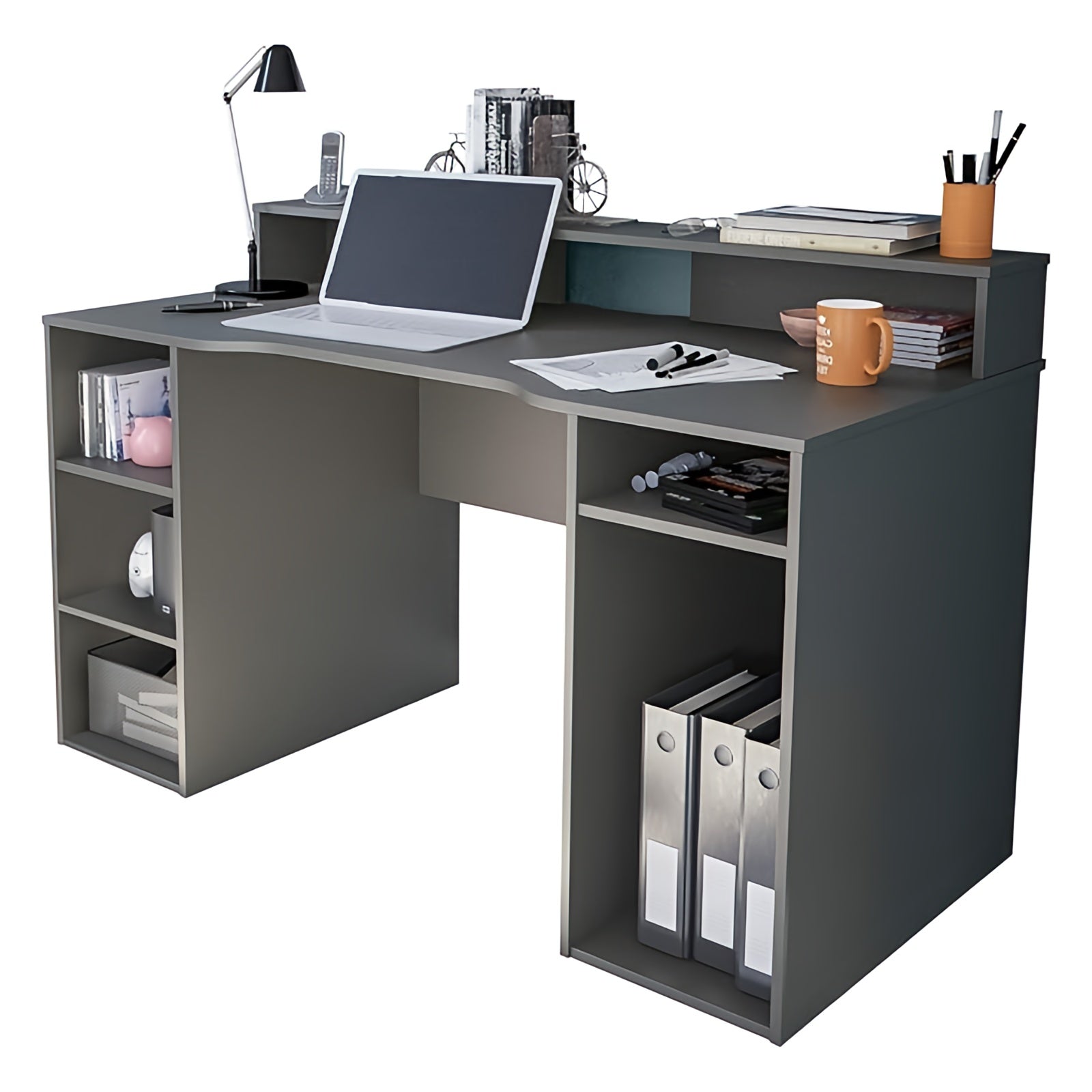 OZONE Scrivania Gamer PC 136x67x88cm Antracite, Reversibile Spazio per Passacavi