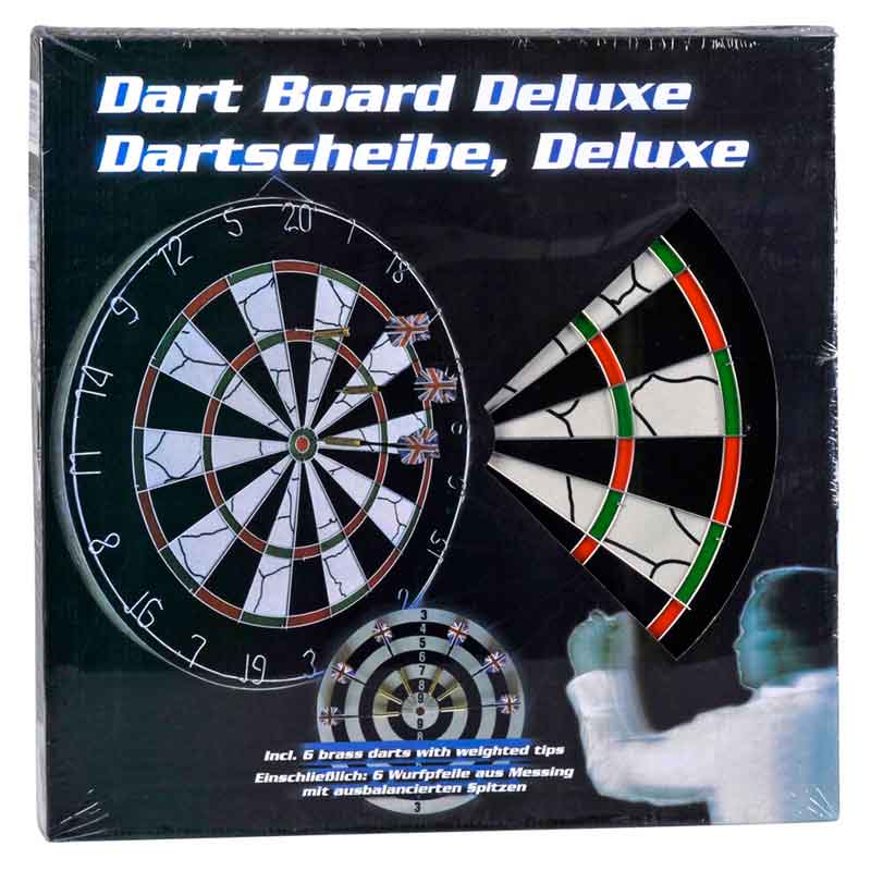 Dart Game Gioco Tirassegno Bersaglio 6 Freccette Modello Deluxe Diametro 45 cm