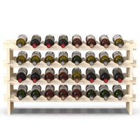 Porta Bottiglie Cantinetta Legno di Pino 4Piani 32 Scomparti 90x30 H54cm Casa Bar
