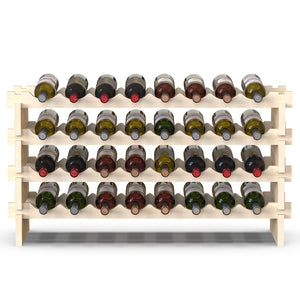 Porta Bottiglie Cantinetta Legno di Pino 4Piani 32 Scomparti 90x30 H54cm Casa Bar