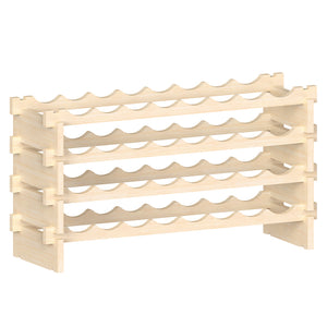 Porta Bottiglie Cantinetta Legno di Pino 4Piani 32 Scomparti 90x30 H54cm Casa Bar