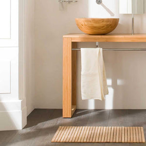 Tappeto per Doccia Vasca da Bagno in Legno Bambù Superficie Antiscivolo  60x40cm