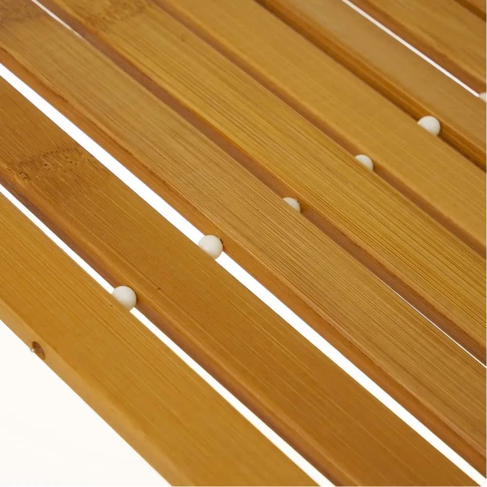 Tappeto per Doccia Vasca da Bagno in Legno Bambù Superficie Antiscivolo  60x40cm
