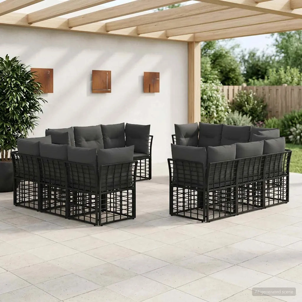 Set di divani da esterno Nero Poliestere 3437421