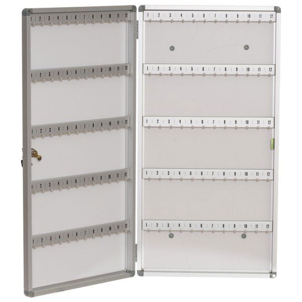 Armadietto Portachiavi a Parete Alluminio 120 Alloggi 39x6x75 cm con Serratura