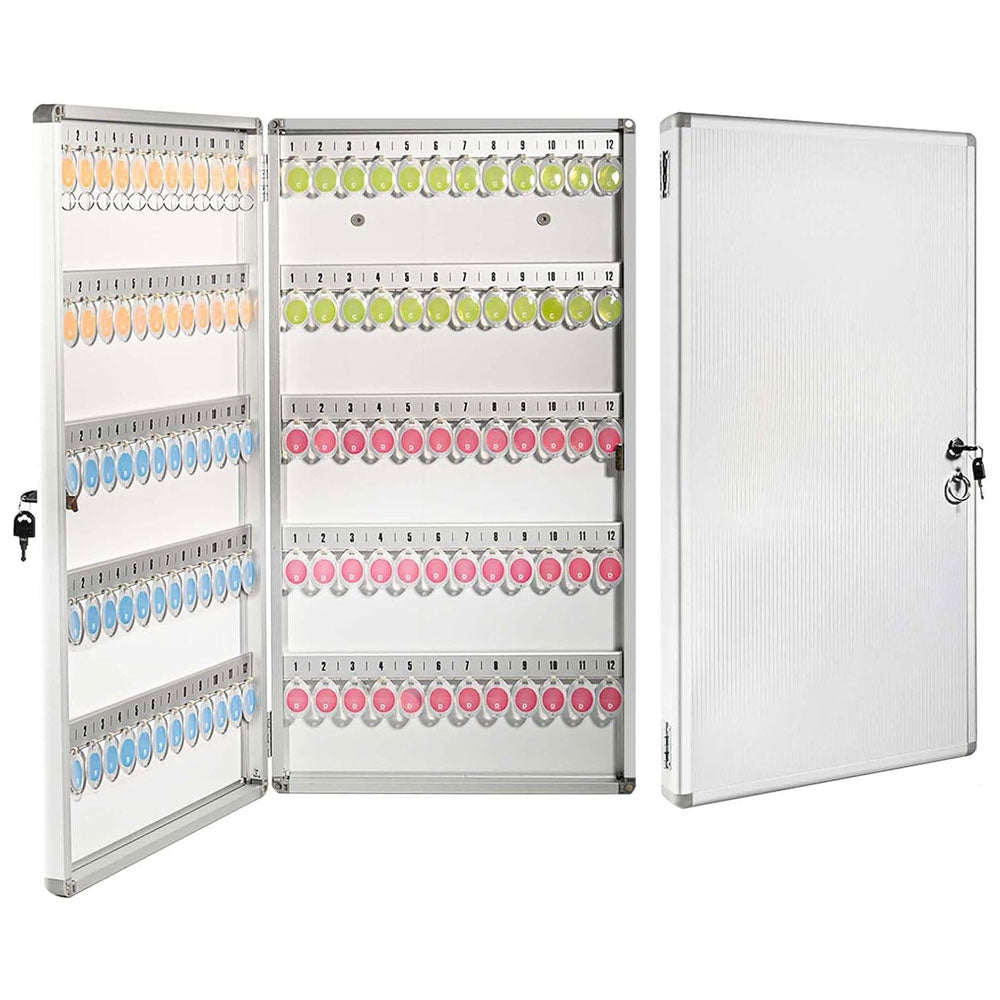 Armadietto Portachiavi a Parete Alluminio 120 Alloggi 39x6x75 cm con Serratura