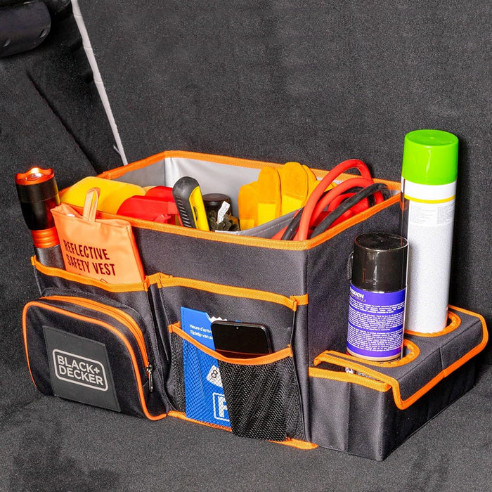 Black+Decker Borsa Organizer Bagagliaio Auto con Tracolla e Porta bevande
