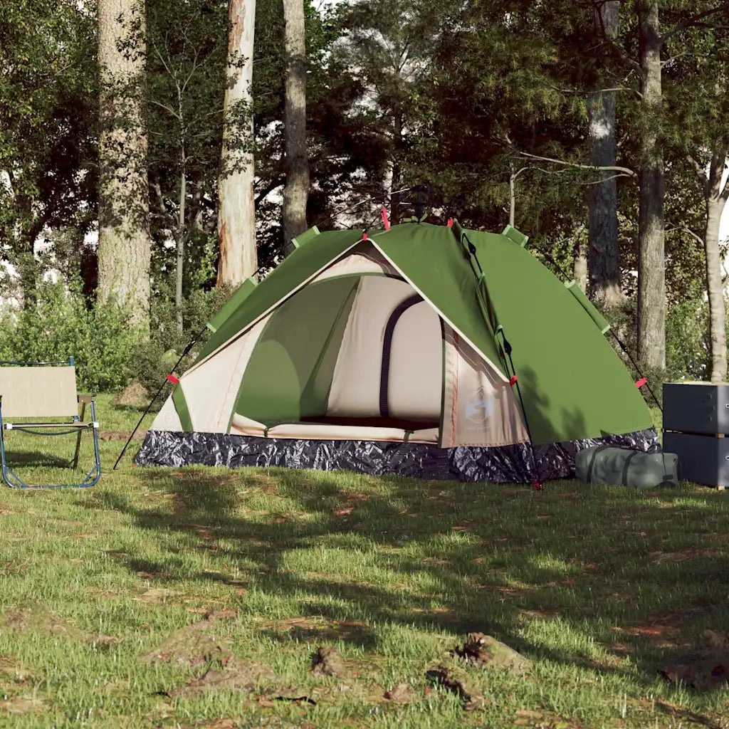 Tenda a Cupola da Campeggio 3 Persone-Tenda per Escursionismo Verde a Rilascio Rapido 579665