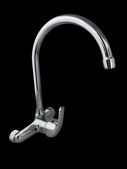 Miscelatore a parete muro per cucina o lavanderia con canna ombrello