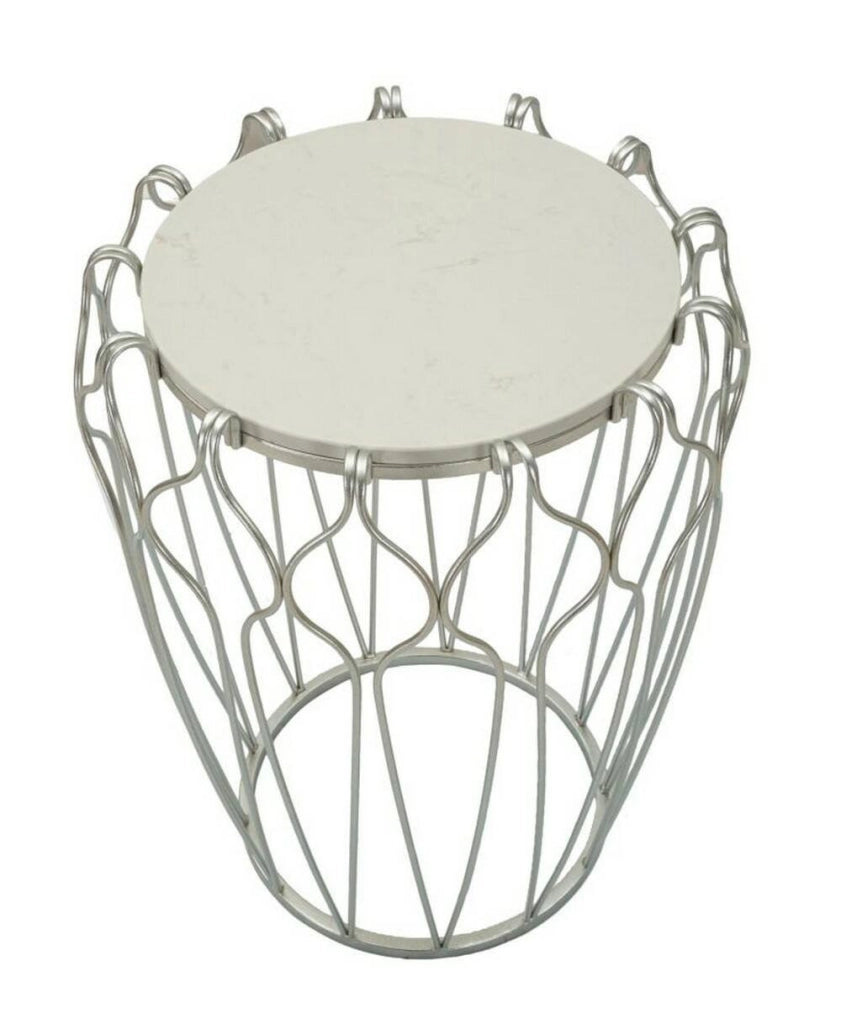 Tavolino da salotto Castelli, Tavolo basso da caffè, Portariviste per divano, Ripiano da soggiorno, 48x48 h62 cm, Argento