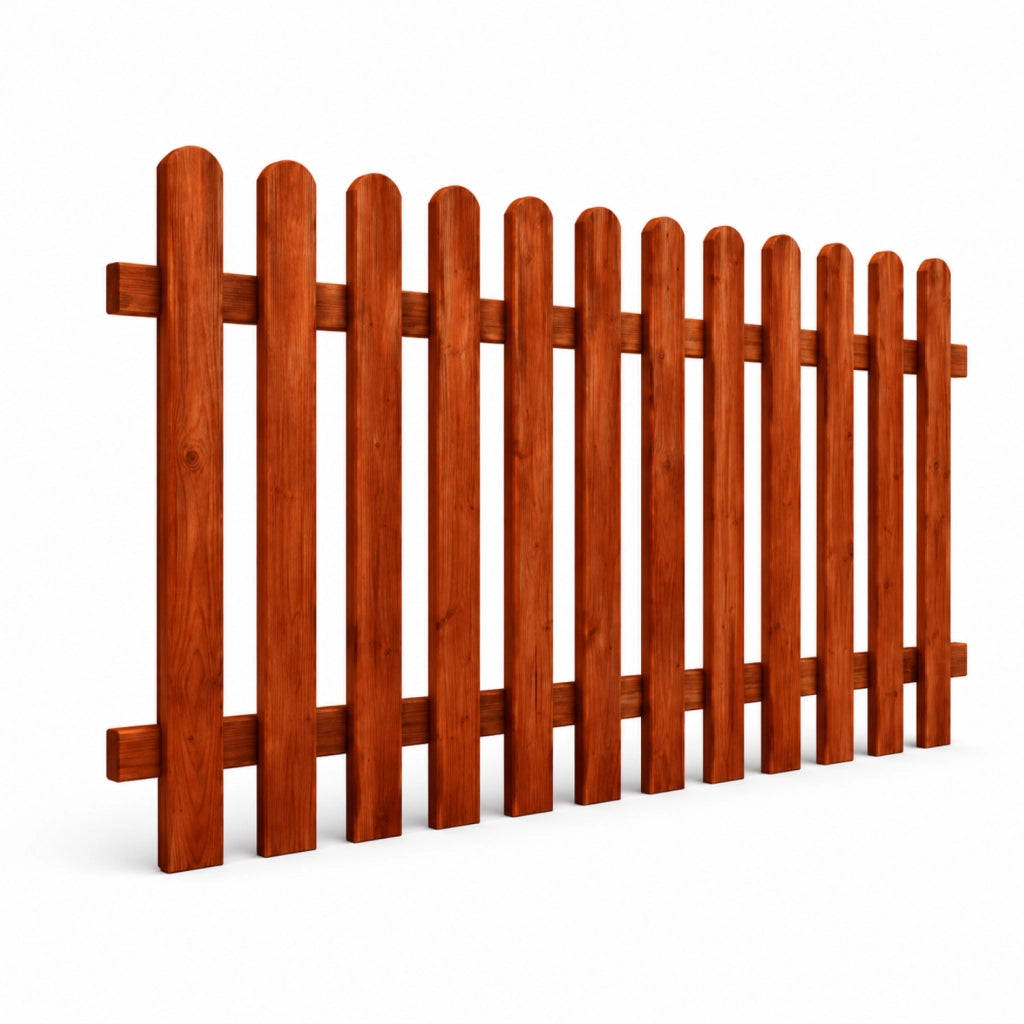 Staccionata In Legno Per Giardino Orto E Recinzione Decorativa Con Doghe Verticali Arrotondate Barriera Da Esterno Resistente Agli Agenti Atmosferici 180 x 100 Cm Legno Scuro