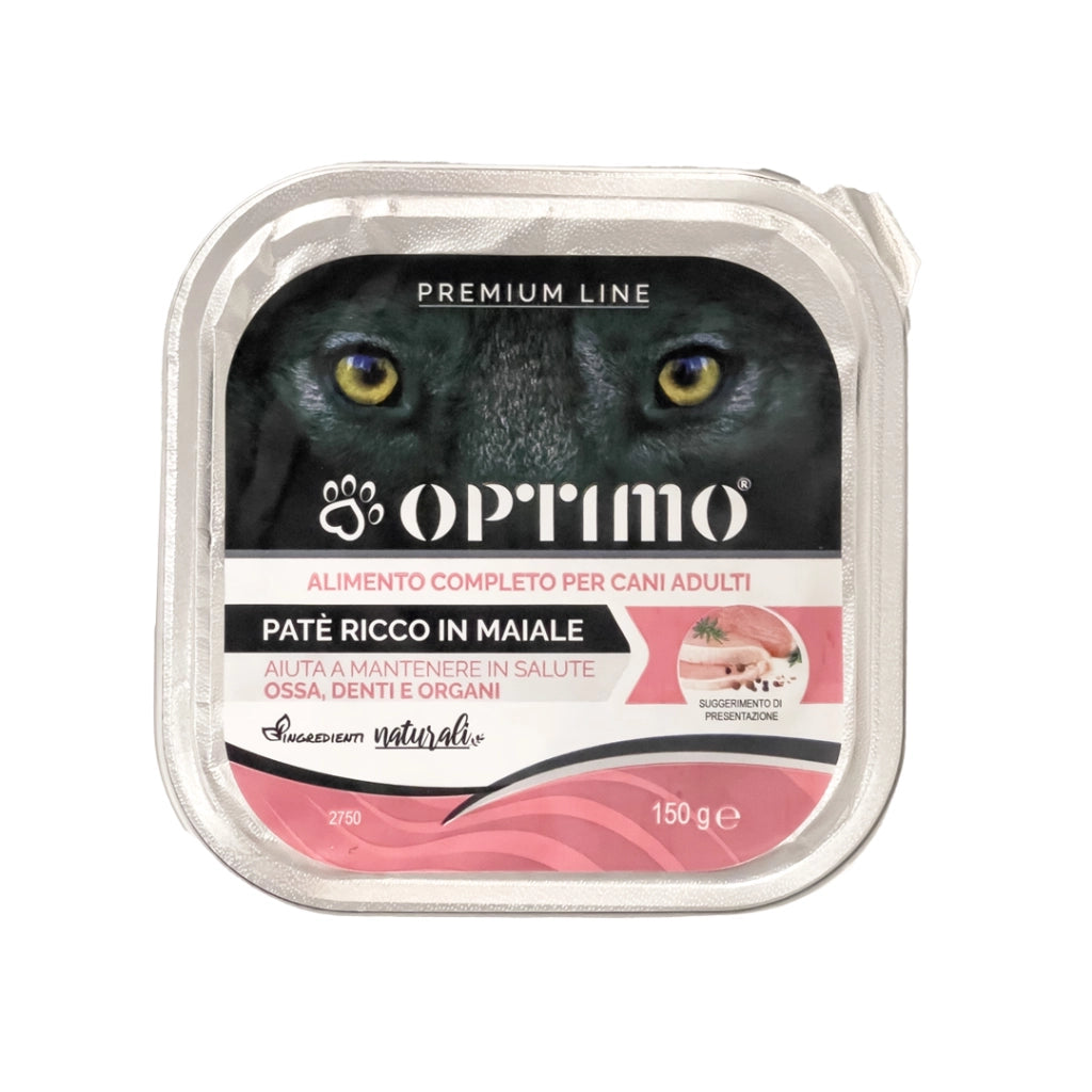 OPTIMO PATÈ PER CANE IN CONFEZIONE DA 150 GR GUSTO MAIALE