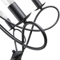 Lampadario a Soffitto Stile Rustico, Acciaio Intrecciato Nero con 5 Candelieri Regolabili e Pieghevoli Ф58 x 45cm