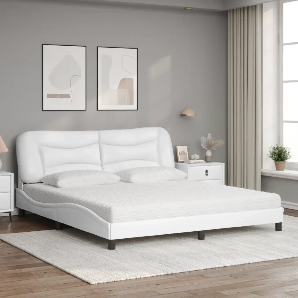 Letto con Materasso Hvar Bianco 180x200 cm in Similpelle