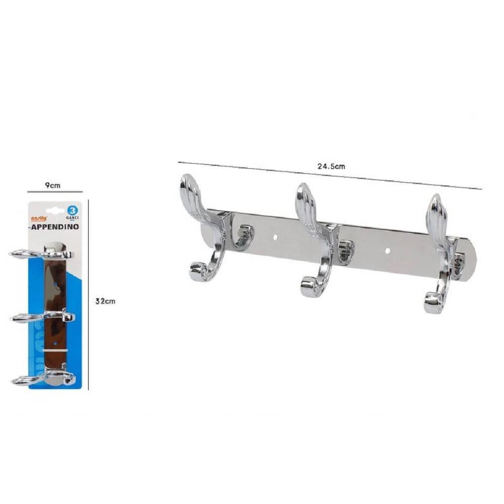 Trade Shop - Appendino Multiuso A 3 Ganci Ali Finitura Cromo Lucido 52181 Appendi Abiti -