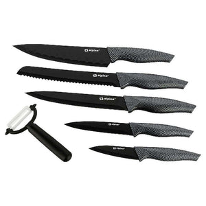 Kit Cucina 6pz Coltelli e Pelapatate Acciaio Inossidabile Antiaderente Alpina