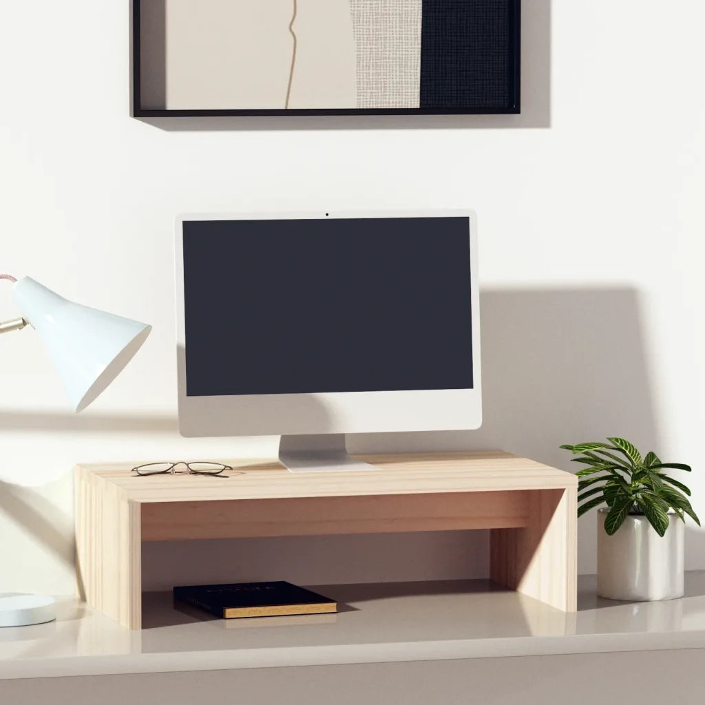 Supporto per Monitor 50x27x15 cm in Legno Massello di Pino 813924