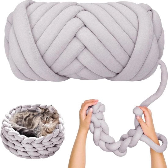 Lana per maglia a maglia voluminosa 500g - Yarn per knitting e crochet - Grigio chiaro
