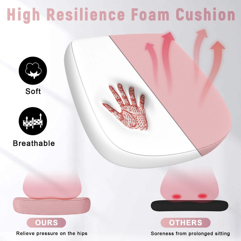 Sedia da ufficio ergonomica HAMLODY - con rotelle - Schienale regolabile con supporto lombare - Altezza regolabile - Rosa