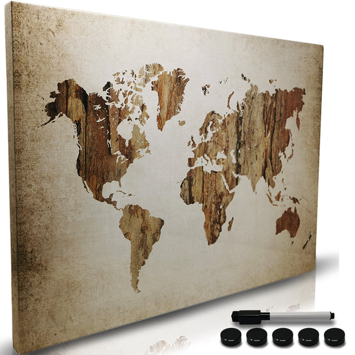 Lavagna Magnetica 60 x 40 cm 1 Pennarello Cancellabile 5 Magneti Design Mappamondo