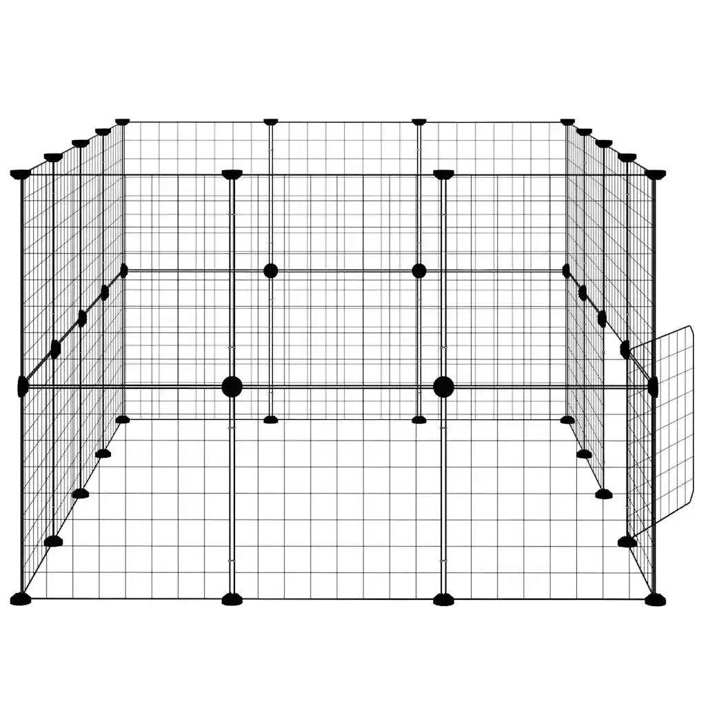 Gabbia per Animali 28 Pannelli con Porta Nero 35x35 cm Acciaio 3114038