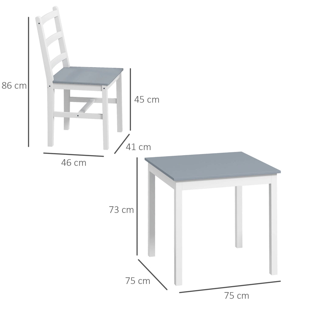 Tavolo da pranzo con 2 sedie ¨C Minimal ¨C Legno bianco e grigio 100x70x75 cm
