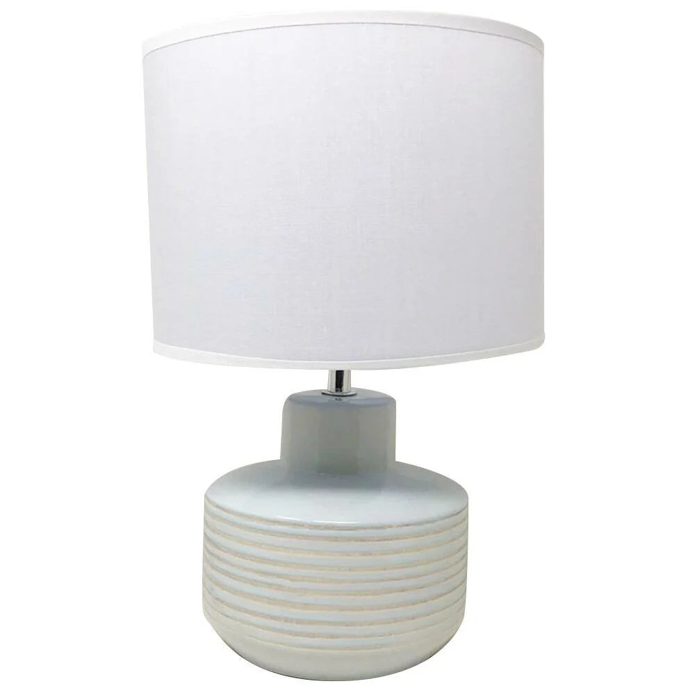 Lume Lampada da Tavolo Ceramica e Tessuto H33.5cm Bianco Design Moderno