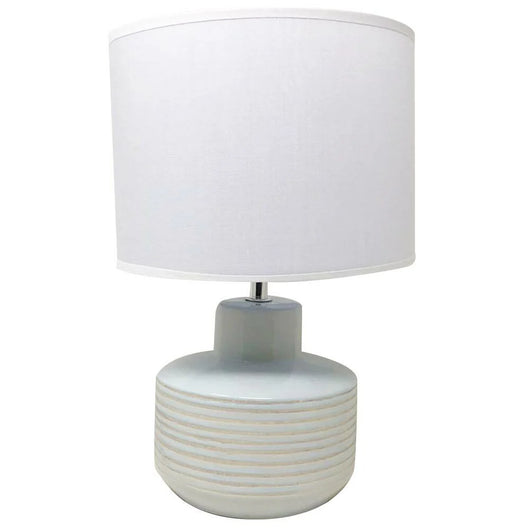 Lume Lampada da Tavolo Ceramica e Tessuto H33.5cm Bianco Design Moderno
